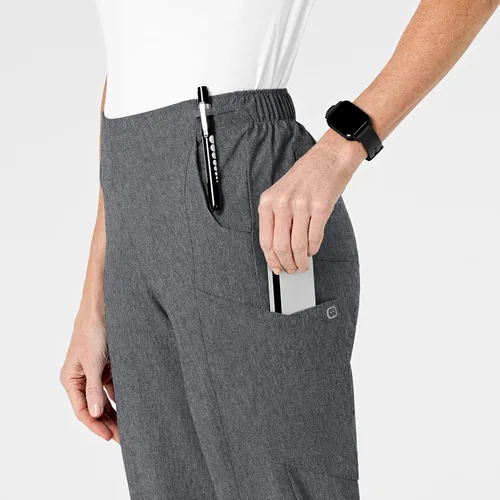 Vista 6 de WonderWink pantalones de cargo de frente plana para mujer Gris carbón jaspeado
