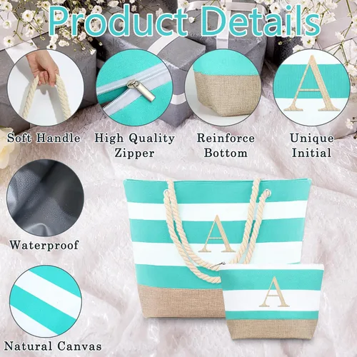 Vista 33 de YOOLIFE Bolsas de playa para mujer, bolsa de lona de viaje, bolsa impermeable para piscina, artículos esenciales de viaje, regalos para mujeres