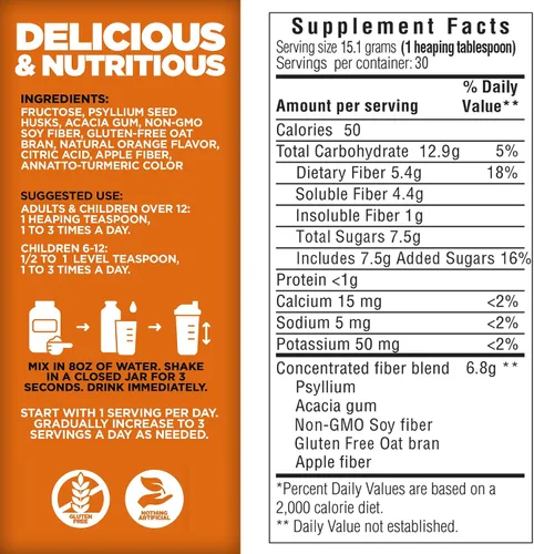 Vista 3 de Yerba Prima Daily Fiber Formula 16 oz (paquete de 2) – Suplemento de fibra dietética premium, sin OMG, sin gluten, fabricado en los Estados Unidos