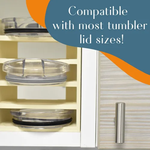 Vista 3 de Estante organizador de tapa compatible con Yeti Rambler y vasos, organizador de 5 tapas que se adapta a la mayoría de tamaños, tapas de vasos, más