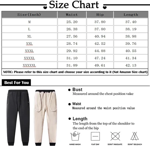 Vista 3 de Pantalones de forro polar pesado para hombre, pantalones casuales con forro de sherpa de invierno, pantalones casuales sólidos gruesos y cálidos