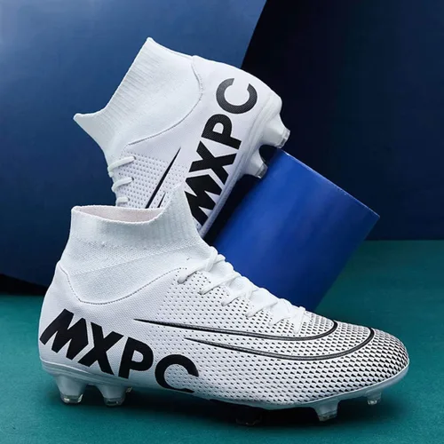 Vista 7 de GTY Botas de fútbol para hombre tacos de fútbol firmes Hightop para entrenamiento atlético