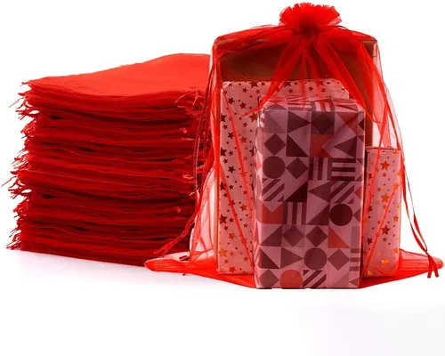 Vista 15 de Meowoo 12 bolsas grandes de organza, bolsas de malla grandes de 12 x 16 pulgadas con cordón, bolsas de regalo de malla con cordón para zapatos