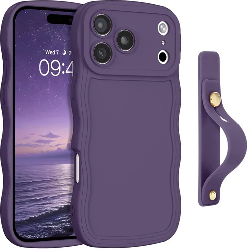 Vista 36 de GUAGUA Funda para iPhone SE 2022/2020, Funda para Teléfono iPhone 7/8 Diseño Lindo de Forma de Onda Rizada TPU Suave con Correa de Muñeca Soporte