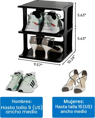 Vista 2 de HAIXIN Zapatero vertical estrecho de 7 niveles, torre de zapatos delgada Negro