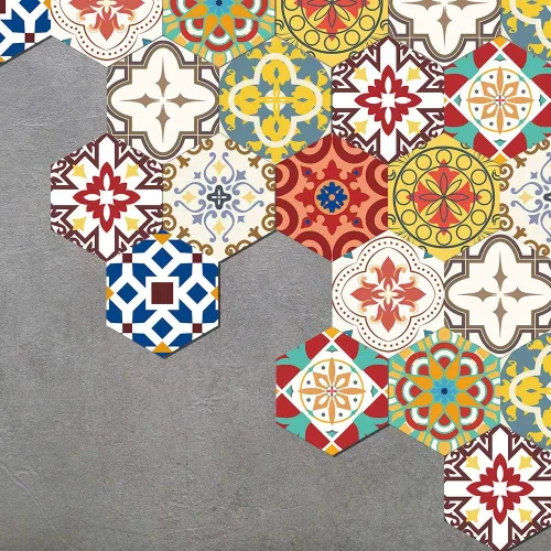 Vista 22 de Alwayspon 10 calcomanías hexagonales antideslizantes para el suelo, para decoración del hogar, despegar y pegar, autoadhesivas, para sala de estar