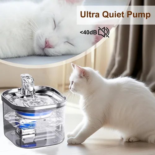 Vista 4 de Fuente de agua para gatos, fuente de agua para mascotas de 85 oz/2.5 L, dispensador automático de agua para gatos y perros para gatos, perros