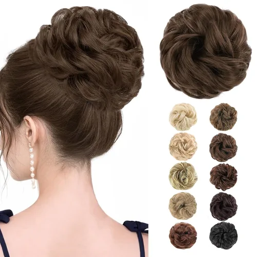 Vista 22 de MORICA Moño desordenado, extensiones de moño sintético para mujeres (rubio beige ceniza)