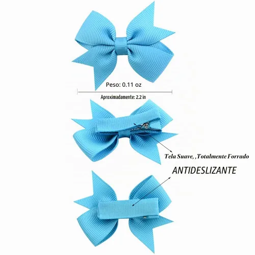 Vista 3 de 40 piezas de clips de lazos para el cabello de bebé de 2 pulgadas para niñas, cinta de grogrén totalmente forrada, clips para el cabello de bebés