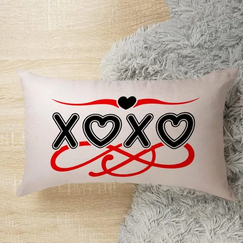 Vista 5 de XOXO - Fundas de almohada lumbares decorativas para el día de San Valentín, 12 x 20 pulgadas, de lino y algodón, para sofá, día de San Valentín
