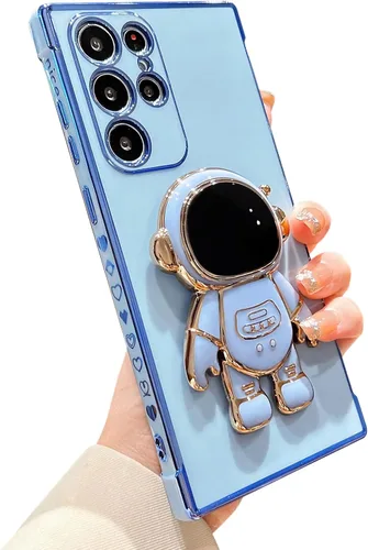 Vista 9 de Funda de teléfono para Samsung Galaxy S23 Ultra de 6.8 pulgadas, cubierta de lujo con soporte de astronauta con bonito corazón de amor