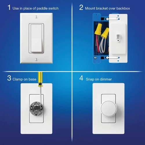 Vista 4 de Lutron Aurora - Interruptor de atenuación de bombilla inteligente para interruptores de paleta para bombillas inteligentes Philips Hue