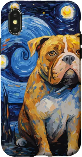 Vista 5 de Funda para iPhone 16 American Bully Starry Night para perro, mamá, perro, papá