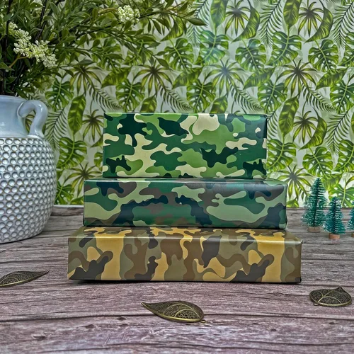 Vista 6 de Dtiafu Papel de regalo de camuflaje para hombres, niños y niños, papel de regalo del ejército para cumpleaños, día de los veteranos, papel de regalo