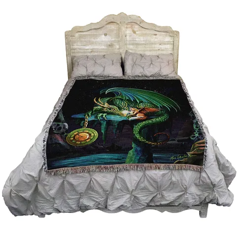Vista 21 de Pure Country Weavers Rose Khan - Manta con diseño de dragón del tiempo de amatista tejida de algodón, hecha en los Estados Unidos (72 x 54 pulgadas)