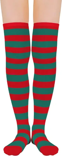 Vista 2 de Century Star Calcetines altos hasta el muslo, medias atléticas a rayas para mujer, calcetines largos de tubo por encima de la rodilla, calcetines