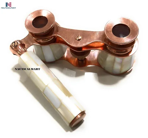 Vista 3 de NauticalMart - Binocular de latón con nácar – Binocular antiguo de ópera de NauticalMart Vintage Marine Spyglass Binocular coleccionable Instrumento