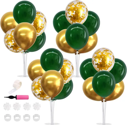 Vista 17 de TONIFUL Juego de 4 centros de mesa de globos de color negro, azul y Negro Azul Plata