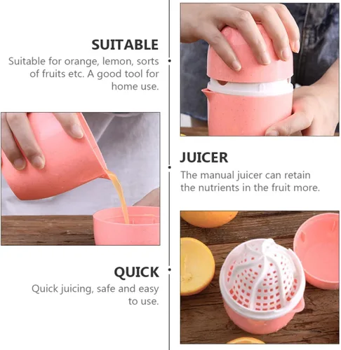 Vista 3 de 2 Pcs Manual Fruit Juicer Portable Orange Lemon Squeezer Non-electric Handheld Citrus Press for Household Use Easy to Clean Safe Kitchen Tool Random