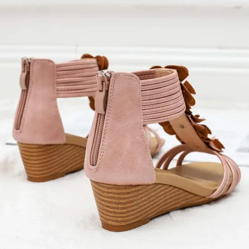 Vista 6 de SO SIMPOK Sandalias de cuña cómodas para mujer, estilo retro, para verano, playa, suaves