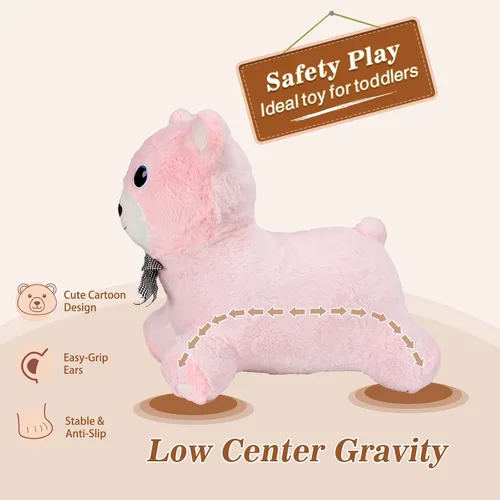Vista 3 de INPANY Juguetes de Caballo Saltarín de Oso, Animal de Peluche Saltarín para Niñas Pequeñas, Compañeros de Rebote Inflables para Bebés, Saltador