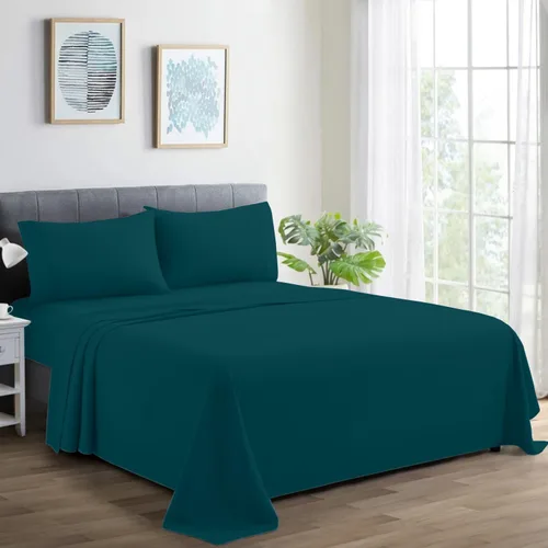 Vista 12 de CharlottelyHues Sábanas de lujo 100% algodón egipcio, juego de sábanas de 4 piezas, sábanas de algodón de fibra larga, tejido satinado, sábanas