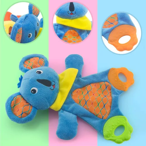 Vista 3 de teytoy My First Baby - Juguete de dentición, 2 piezas de tela suave arrugada, juguetes para bebés y niños, perfecto para baby shower (león y koala)