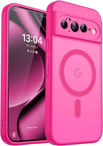 Vista 18 de CANSHN Funda magnética para Google Pixel 9 Pro XL (6.8 pulgadas), mejorada [protección completa de la cámara] [compatible con Magsafe]
