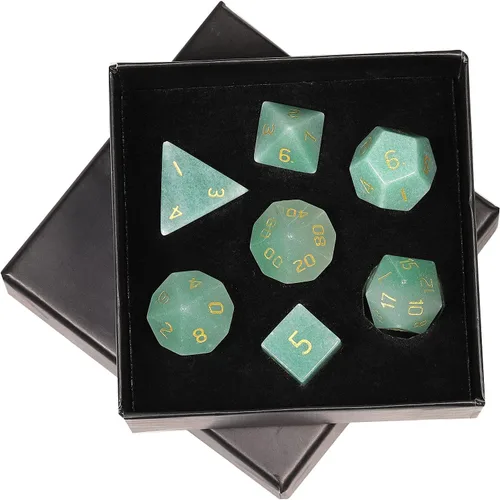 Vista 15 de mookaitedecor Juego de 7 dados poliédricos de cristal de ágata india, dados pulidos de piedras pulidas para juegos de mesa RPG MTG decoración