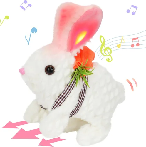 Vista 24 de Hopearl - Conejo saltarín con campana, interactivo, mascota electrónica de peluche con sonidos y movimientos, orejas que se mueven y nariz que se