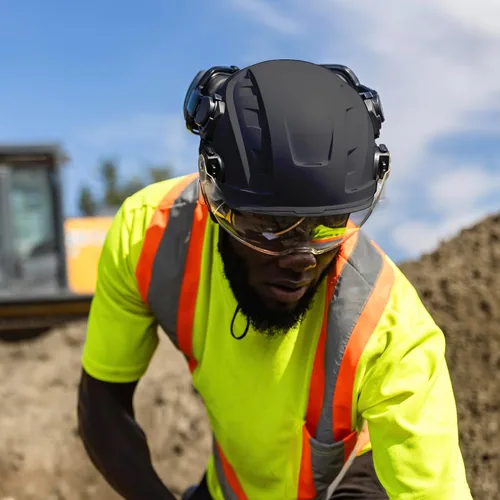 Vista 7 de GE Safety Helmet, Impact Absorbing Tech, Adjustable Ratchet, ANSI Type 1, Memory Foam Padding, Hard Hats Protection, Chin Strap, Class C (Vented) &