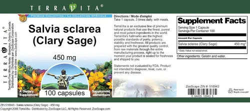 Vista 3 de Salvia sclarea (salvia clarea) - 450 mg (100 Cápsulas, ZIN: 516943)