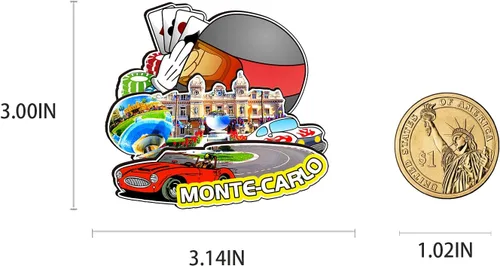 Vista 3 de Imán de Monaco Montecarlo para nevera de madera 3D, montecarlo, recuerdos coleccionables, decoración hecha a mano