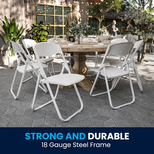 Vista 8 de Flash Furniture HERCULES Series - Silla plegable de plástico blanco