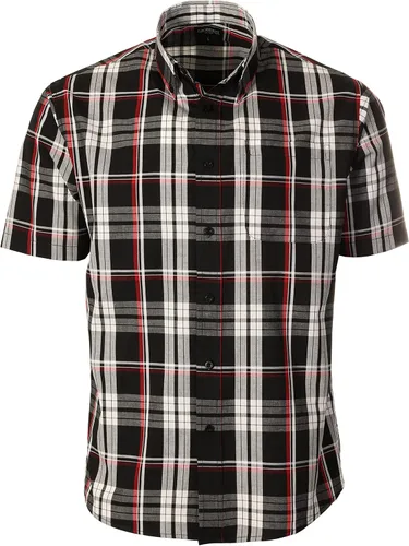 Vista 11 de Gioberti Men's Casual Plaid Button Down Short Sleeve Shirt 1162 - Royal / Negro / Gris