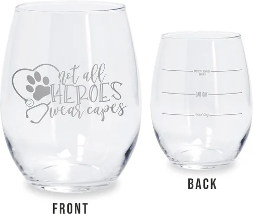 Vista 2 de BAD BANANAS Regalos de tecnología veterinaria y veterinaria – No todos los héroes usan capas – Copa de vino sin tallo de 21 oz – Regalos