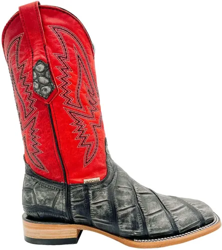 Vista 3 de Vaccari Levi - Botas vaqueras occidentales de cuero con estampado de cocodrilo genuino