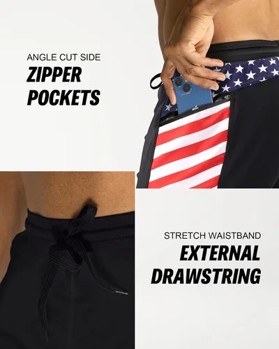 Vista 4 de Anthem Athletics Hyperflex - Pantalones cortos de entrenamiento para hombre Bandera negra y americana G2