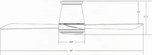 Vista 9 de WAC Lighting - Ventilador de techo de 3 aspas de aluminio inteligente de montaje empotrado en níquel cepillado