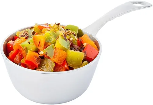 Vista 6 de Restaurantware Mini sartén de 4 pulgadas, 1 sartén redonda para huevos, con asa, acero inoxidable, cobre, resistente a las manchas, apta