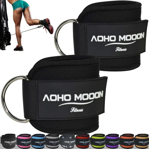 Vista 8 de AOHO MOOON Ankle Strap (2 Pieces) for Cable Machine Women - Gym Workout Leg Strap, Premium Padding Ankle Cuffs, Glute Kickback Exercises Equipment