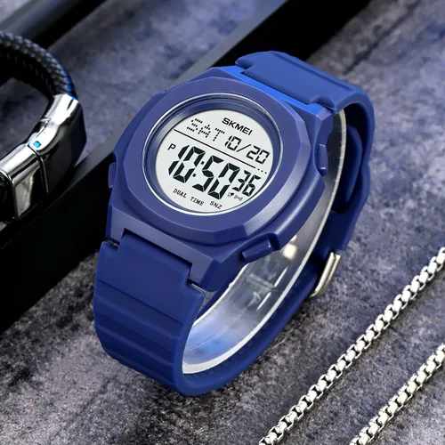 Vista 7 de CakCity Reloj digital para hombre, impermeable, reloj deportivo con cronómetro, cuenta regresiva, doble hora, cuadrado, relojes digitales unisex