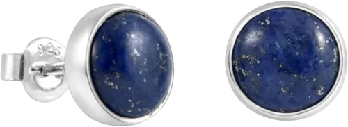 Vista 13 de Aretes de plata de ley 925 maciza hechos a mano con piedras preciosas redondas para mujeres y hombres, disponibles en piedras azules, negras
