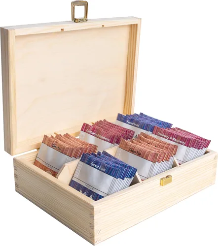 Vista 11 de Creative Deco Caja de té de madera marrón con tapa 12 compartimentos 11.4 x 9.8 x 3.0 in Madera natural Organizador de lujo