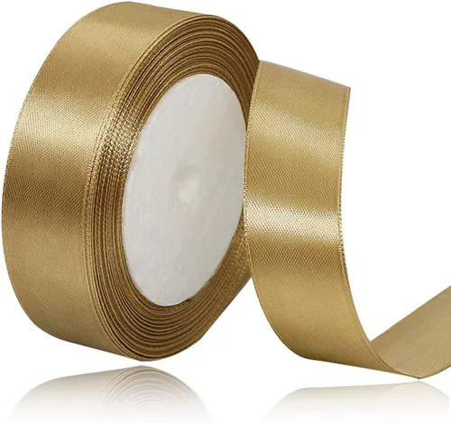 Vista 122 de Cinta de Satén Beige de Color Sólido, 1-1/2 Pulgadas x 25 Yardas, Cinta de Satén de Tela para Envolver Regalos, Manualidades, Hacer Lazos