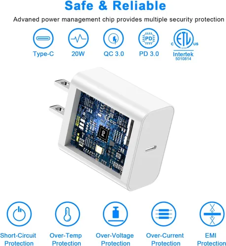 Vista 4 de Matsusho Cargador para iPhone 17 y 16 de carga rápida de 10 pies, paquete de 2 bloques de cargador de pared USB C de 20 W con cable de carga tipo C
