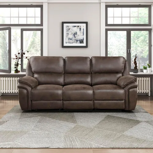 Vista 2 de Lexicon Sofá reclinable doble manual, sofá reclinable de pared de microfibra pulida para comodidad de la sala de estar, asientos de espuma sobre