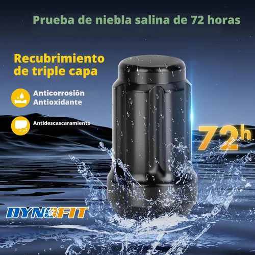 Vista 3 de dynofit Tuercas de rueda de 1/2x20, 4 tuercas de orejeta cromadas negras de 1/2''-20 del mercado de accesorios con 1 llave, asiento cónico/cono