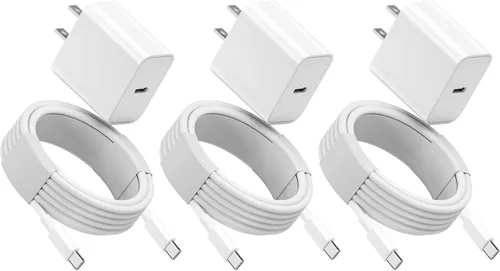 Vista 8 de Cargador de carga rápida de 10 pies para iPhone 17, 16, 15, cable largo USB C a C con bloque de carga rápida de teléfono tipo C de 20 W para iPhone
