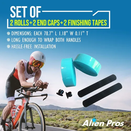 Vista 4 de ALIEN PROS Cinta de manubrio de bicicleta EVA (juego de 2) verde Bianchi - Mejora el agarre de tu bicicleta con esta cinta para manillar
